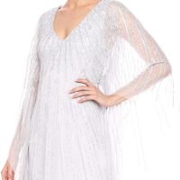 Adrianna Papell Women s Beaded Long Kaftan Dress Cloud Silver