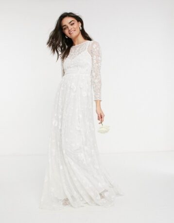 ASOS EDITION Ava all over embellished and embroidered wedding dress Ivory