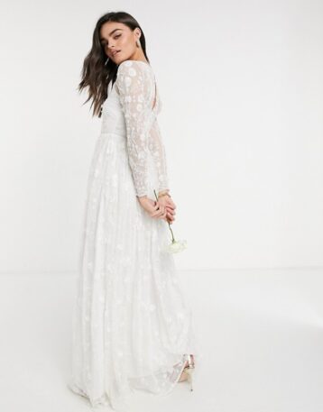 ASOS EDITION Ava all over embellished and embroidered wedding dress, Ivory - Image 2