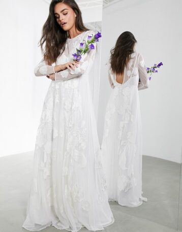 ASOS EDITION Olivia floral embroidered maxi wedding dress Ivory