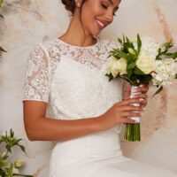 Chi Chi Bridal Hayley Lace Overlay Dress White myonewedding