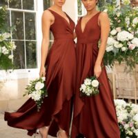 Chi Chi Seren Bridesmaid Maxi Dress Dark Orange myonewedding