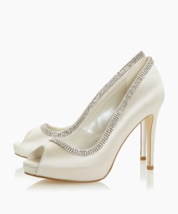 Dune Charmed Diamante Peep Toe Platform Wedding Shoes Stiletto Heel