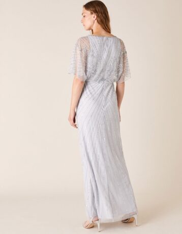 Monsoon Tabitha Embellished Maxi Dress, Silver/Light Grey - Image 2