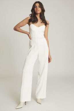 Reiss Bea Buckle Detail Jumpsuit White Cream