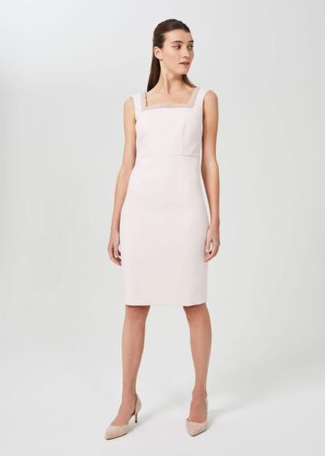 Hobbs Miranda Shift Beaded Dress Light Pink Blush