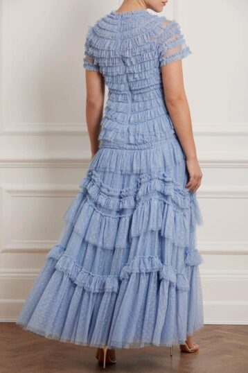 Needle & Thread Wild Rose Ruffle Gown Blue