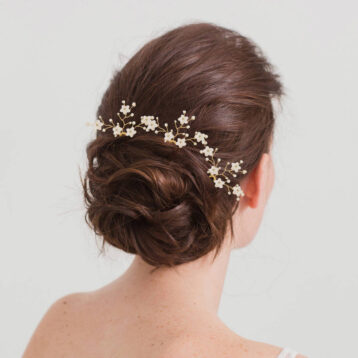 Britten Flower Wedding Hair Pins, Gold