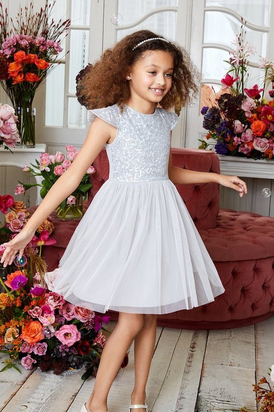 Girls Sequin Bodice Bridesmaids Dress