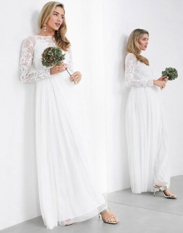 ASOS EDITION Ayla embroidered bodice maxi wedding dress, Ivory