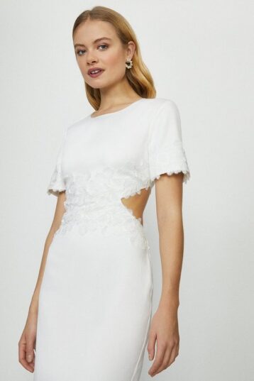 Coast Cut Out Lace Detail Bridal Midi Dress Ivory