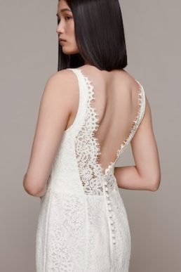 Whistles Mia Lace Square Neck Wedding Dress Ivory