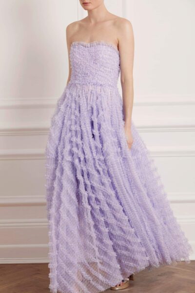 Florence Gingham Corset Gown, Lilac 