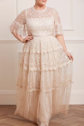 Needle & Thread Midsummer Lace Gown Champagne