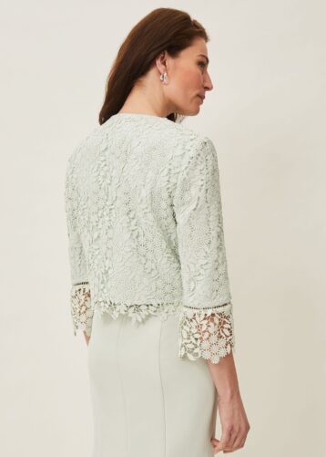 Phase Eight Georgia Lace Jacket, Light Green/Mint - Image 2