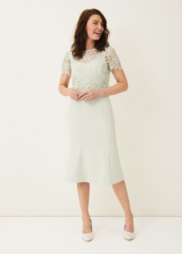 Phase Eight Georgia Layered Lace Dress Light Green Mint Dresses