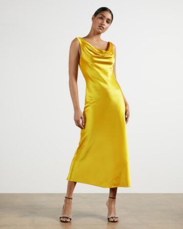 Ted Baker KINSEYY Cowl neck midi slip dress Bright Yellow