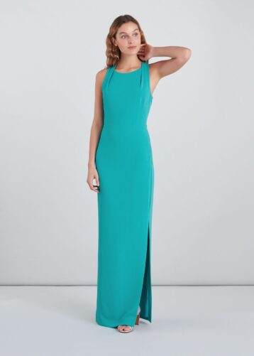 Whistles Tie Back Maxi Dress Turquoise Blue