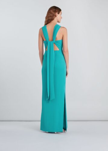 Whistles Tie Back Maxi Dress Turquoise Blue