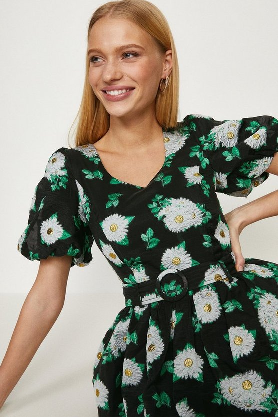 Midi Puff Sleeve Floral Dress