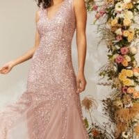 Blush pink sequin bridesmaid dress best sale