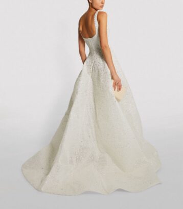 Mikael D Embellished Sweetheart-Neckline Gown Ivory