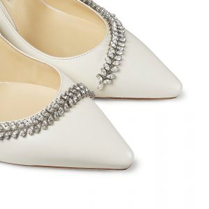 Jimmy Choo ROMY 85 Latte Nappa Pointy-Toe Pumps with Crystal Detailing ...