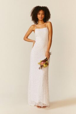 Coast All Over Sequin Cross Back Bridal Maxi Dress Ivory