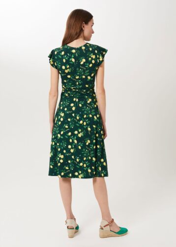 Hobbs Cici Jersey Printed Dress, Green/Yellow - Image 2