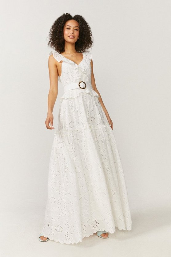 Broderie Tiered Maxi Dress