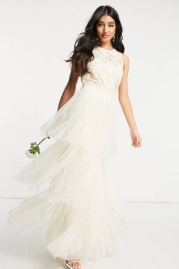 Y.A.S Bridal maxi dress with empire line waist and cut out front