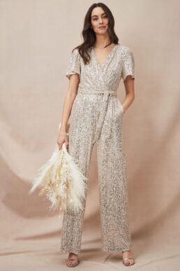 Phase Eight Alessandra Sequin Embellished Jumpsuit Silver