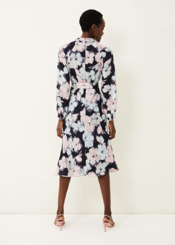 Phase Eight Ella Floral Print Dress Black Blue Pink