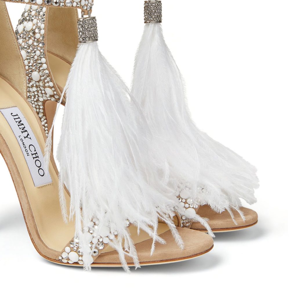 Jimmy Choo VIOLA 110 White Suede Hot Fix Crystal Embellished Sandals ...