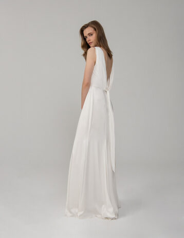 Rowley Hesselballe Mira Silk Cowl Neck Wedding Maxi Dress White