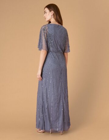 Monsoon Artisan holly floral maxi bridesmaid dress dark blue - Image 2