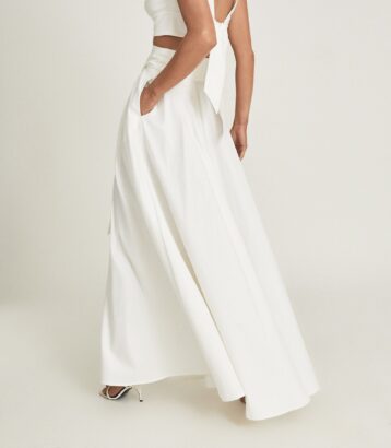 Reiss Gigi gather detailed maxi skirt White Cream