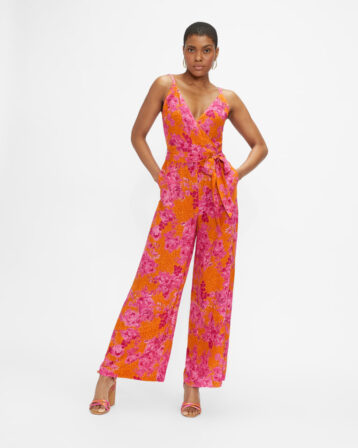 Ted Baker Harbble Wide Leg Culotte Jumpsuit Multi pink orange