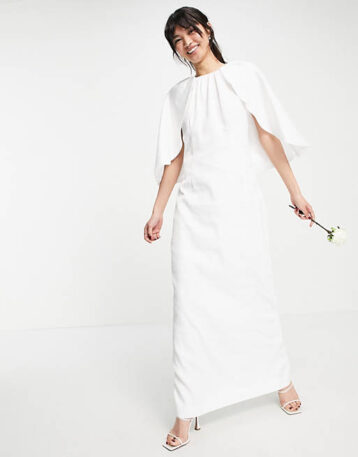 Y.A.S Bridal maxi dress with cape detail in white