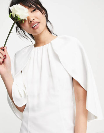 Y.A.S Bridal maxi dress with cape detail in white