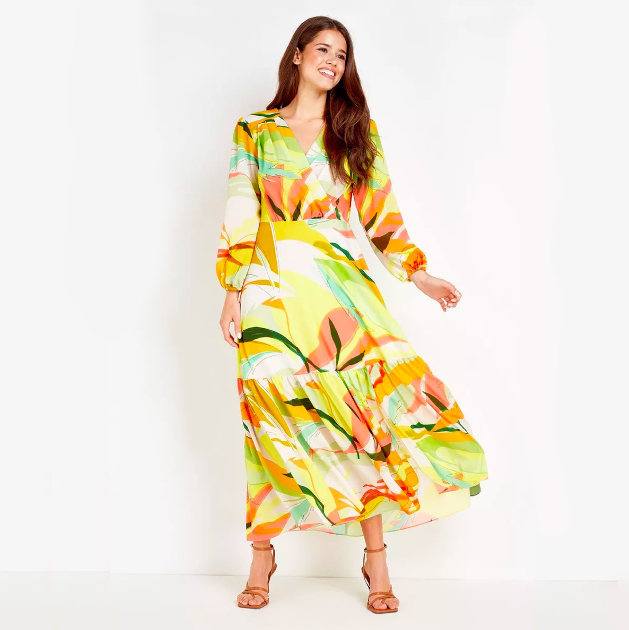 Wallis Lime Abstract Tiered Maxi Dress, was £95 > now £71.25