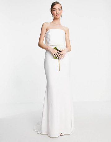 ASOS EDITION Evelyn satin bandeau wedding dress Ivory