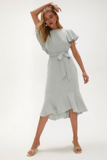 Coast Ruffle Shoulder Tie Waist Dress Duck Egg Blue