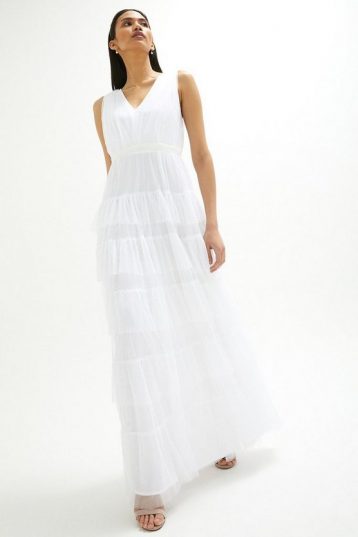 Coast Tulle Tiered Maxi Dress Ivory