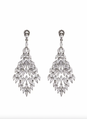 Jon Richard Rhodium Crystal Statement Drop Earrings