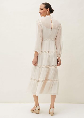 Phase Eight Amberlee Cutwork Midi Dress Ivory