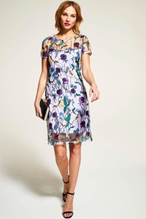 Hot Squash Embroidered Cap Sleeve Party Dress