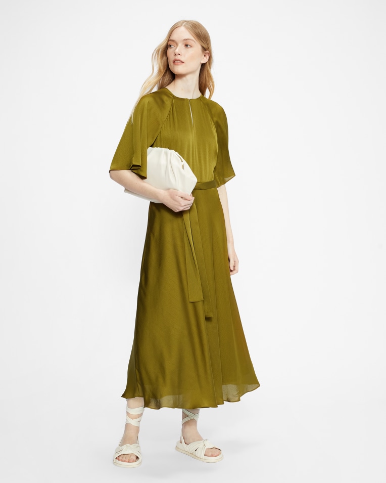 HARIIET Raglan sleeve tea midi dress