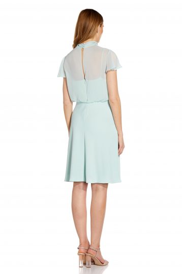 Adrianna Papell Chiffon And Crepe Bias Dress Mint Green