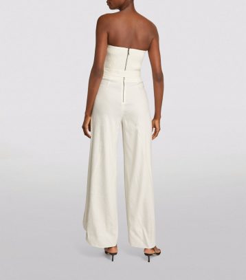 ALICE + OLIVIA Split-Detail Bebe Jumpsuit, Off White - Image 2